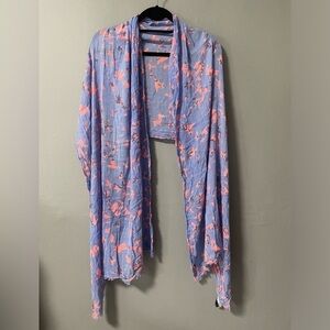 Gap pashmina in a blue and red novelty birds print.